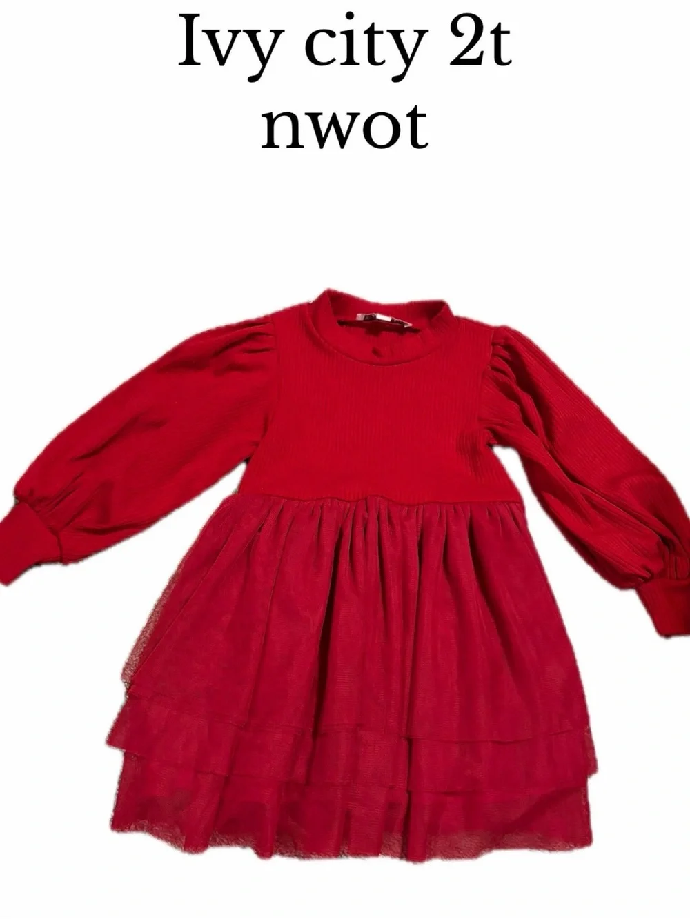 Ivy city mini 2t red tulle dress